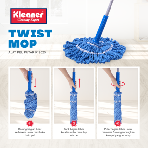 Kleaner Alat Pel Putar 1 Pcs Bahan Microfiber Twist Mop Pembersih Lantai K19025