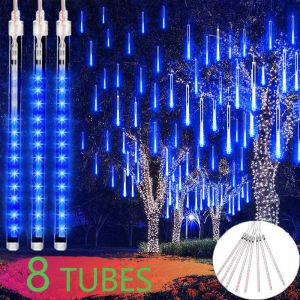 Abenkle 2025 Bigger Meteor Shower rain Lights Solar Outdoor Waterproof 8 Tubes 30CM/45CM decorations for home led light outdoor Garden Holiday Wedding Party Decoration On Sale New year Christmas Decoration for home