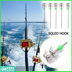 10pcs Double-Layer Squid Hooks Glow in Dark Umbrella Octopus Fishing Jig Hook