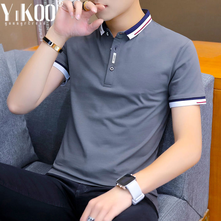 YIKOO New Fashion Mens Polo Shirt Short-sleeve Business Polo Shirt Casual  Men Clothes Fashion Tshirts Plus Size Lazada PH