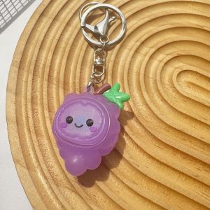 LUMIYA Button Key Cap Simulated Fruit Keychain Silicone Hanging Ornament Clicker Pendant Portable Anti-Stress Fidget Keychain Toy Bag Charm
