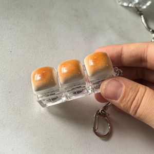 BENYTRO DIY Keyboard Fidget Keychain Caramel Bread Design Keys Button Finger Keyboard Cap Keycap Button Keycap Keychain Adult