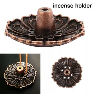 1pcs Lotus Bronze 9 Holes Incense Holder Seat Copper Cone Incense Holder Copper Nine-hole Censer Plate for Cone Burner Holder