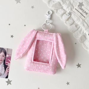 ZGNAY MALL Hanging Decoration Polka Dot Photocard Holder with Keychain Rabbit Ears Idol Card Display Protector Star Fans Photo Display Picture Photo Photocard Frame Student Friends