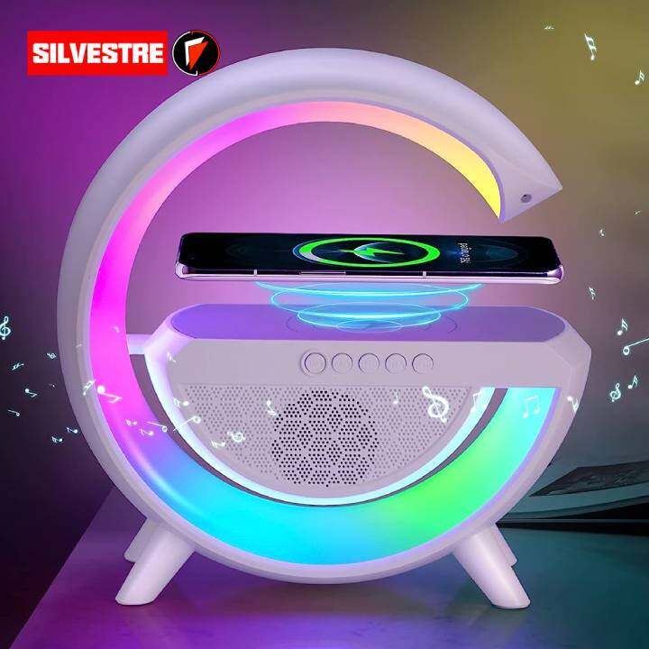 New Intelligent LED Atmosphere Lamp Bluetooth Speaker Wireless Charger Free  Ship