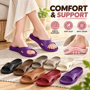 Womens Slim Waist Slippers Summer Hot-Selling Indoor Bathroom Anti-Slip Odor-Resistant Arch Support Slides