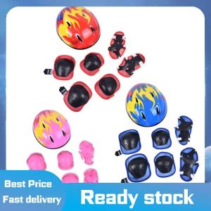 💥💥💥 7ชิ้น เซ็ตเด็กขี่จักรยานป้องกันจักรยานหมวกกันน็อกเข่าข้อมือ Elbow GUARD Roller