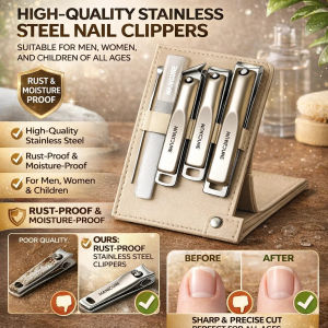 【Sharp Durable】Portable Multifunction Nail Clippers Set 5-Piece Stainless Steel Manicure Kit Nail Care Tools