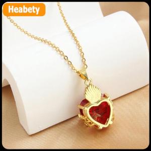 【2-3 days delivery】 Trendy Sacred Necklace Of Red Zircon Heart Pendant Cross Choker For Women Jewelry Party Gifts