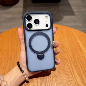 Cho iPhone 17 Pro Max Trường Hợp Với 360 Quay Giá kim loại Tương Thích Với Magsafe Mỏng nhám mờ Cứng Shookproof Chân Đế Trường Hợp Đối Với iPhone 17 Không Khí 16 Pro Max 15 Cộng Với 14 Pro 13 12