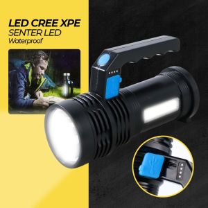 Senter LED Senter Super Terang Jarak Jauh Flashlight Waterproof USB 3W Cree XPE