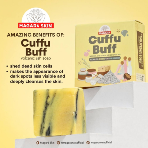 MAGARA Anti-Acne & Exfoliating Duo: Cuffu Bar Coffee Scrub & Cuffu Buff Volcanic Ash Soaps Bundle 60g/70g