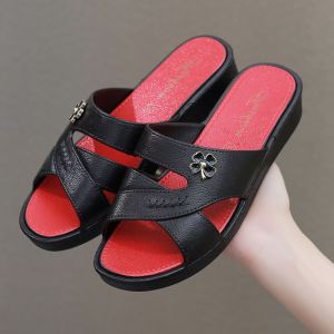 ZEEMIN 2024 New Womens Summer Wedges Slippers Soft Sole Non Slip Open Toe Hollow Home Slippers Outdoor Slippers Sandals
