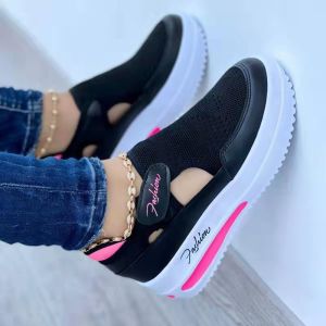 [Free Shipping] Plus Size Womens Casual Shoes Spring/Summer New Flat Breathable Velcro Casual Mesh Shoes