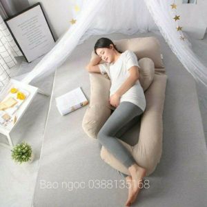 GỐi ÔM HẠT ĐẬU BÀ BẦU -GỐI CHỮ J Tháo rời (tặng kèm gối đỡ)