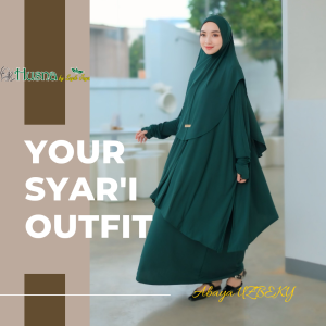 ABAYA TUNIK UZBEK By HUSNA ONE SET  Bahan Jersey Premium 3in1 Tunik+Rok+hijab