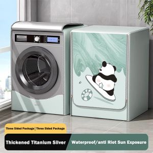 BESTOURO UV Resistant Washing Machine Cover Dustproof Waterproof Washer Cover Cloth Cute Thickened Washer Cover for Front Opening Washer Fully Automatic