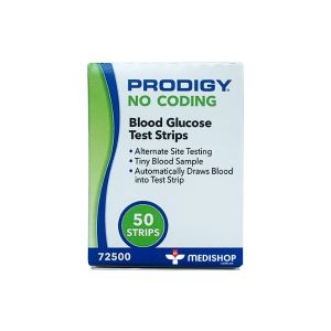 Que Thử Đường Huyết Prodigy ( Lọ 50 Que ) Tự Động Nhập Code Kết Quả Đo Chính Xác. Dễ Dàng Sử Dụng