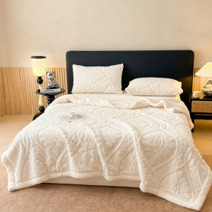 【Super low price】Jacquard Taffeta Double Layer Blanket Autumn Winter Thickened Warm Bed Blanket and Pillow Cases Double-sided Plush Throw Blanket