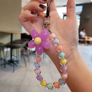 JOYNCLEON JOYNCLEON Dây đeo điện thoại đính hạt hoa cúc dễ thương với những chàng hạt nhiều màu pastel charm thủ công dành cho nữ và nam
