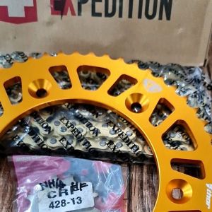 Girset & Gearset CRF 150 Thor Bahan CNC Aluminium 428 54T 55T Rantai Expedition Gear Depan Vzm