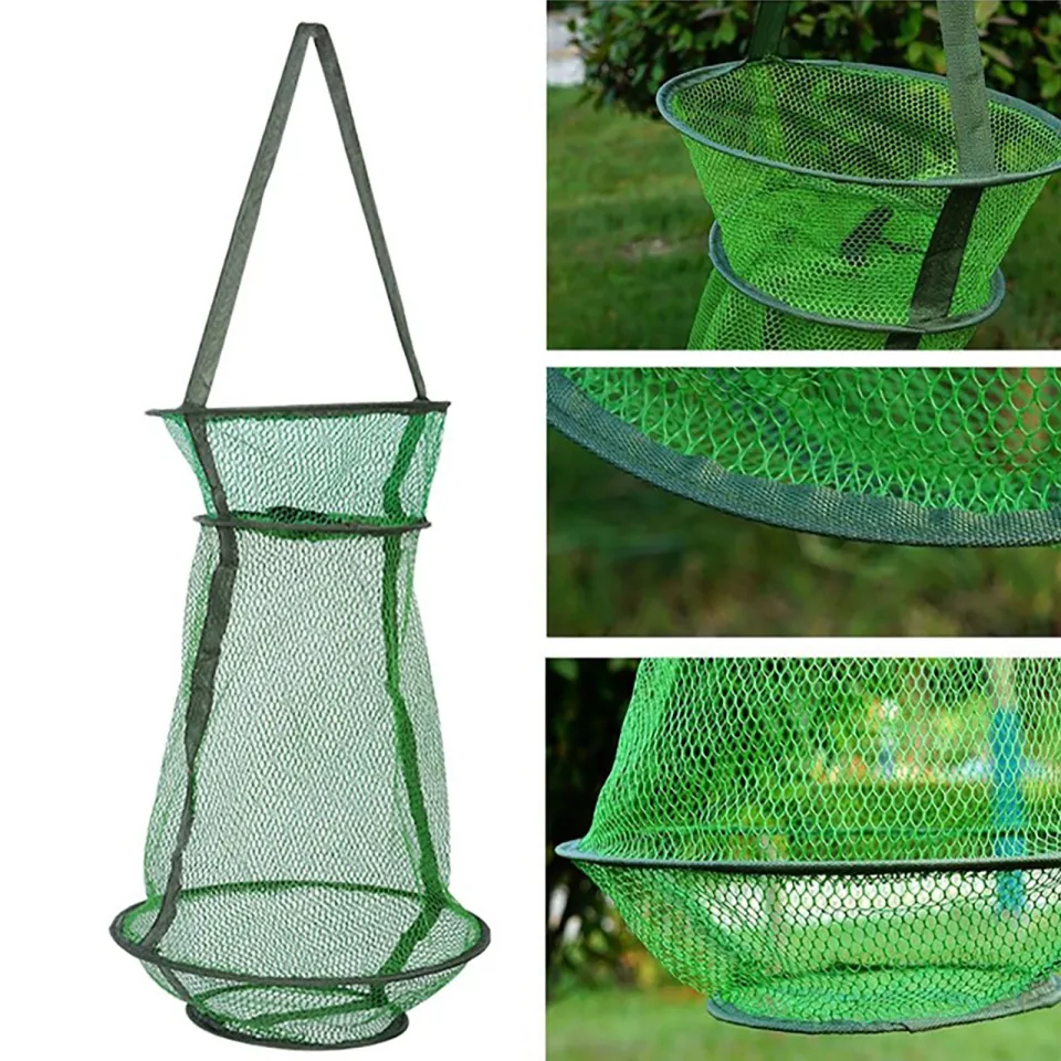 1 Pcs Green Fishing Cage Round Nylon Net Shrimp Fishing Gear Folding Nets  Fishes Casting Portable