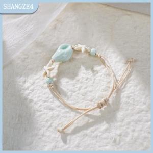 【SHANGZE4】 Bohemian Conch Đính Cườm Có Thể Điều Chỉnh Vòng Đeo Tay Cho Phụ Nữ Cô Gái Ngọt Ngào Phong Cách Dân tộc Đính Cườm Bãi Biển Bangles Trang Sức Phụ Kiện Quà Tặng