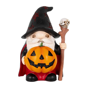 Halloween Gnomes Holding Skeleton Staff Resins Home Decors Handcrafted Detail For Seasonal Party Desktop Display