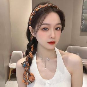 Bando Fesyen 高端编发飘带发箍发带 Braided Ribbon Headband 绑发头箍丝巾卡丝巾头饰 Luxury High-End Hair Accessories Women