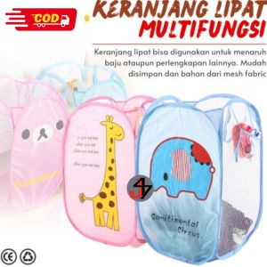 Keranjang Baju Kotor Lipat Motif Karakter Laundry Basket Keranjang Pakaian Lipat