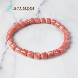 Vòng tay đá Đào Hoa Rhodochrosite thiên nhiên lu thống 6x6.2 li VIP cho phong thủy mệnh Hỏa Thổ | Hoa Minh Gem