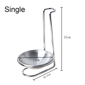 Single/Double Ladle Spoon Utensil Rack Soup Spoon Rest Stand Tableware Storage Shelf Stainless Steel Spoon Rest Lid Holder Vertical Stand Storage Rack Cookware Organizer Kitchen Accessories Cooking Tools