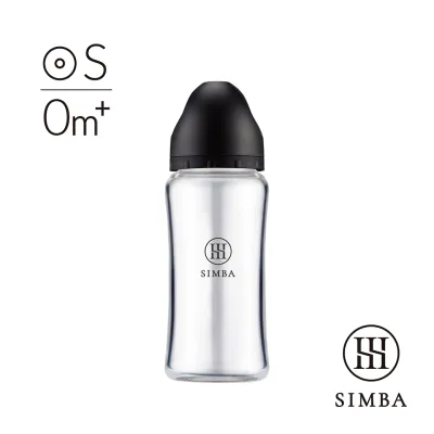 (GLASS BOTTLE) SIMBA Newborn Glass (270ml/9oz) Anti-Colic Wide Neck Feeding Bottle