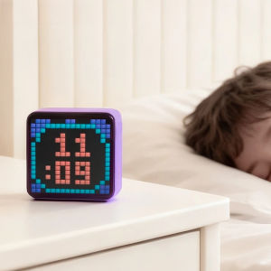 LED Pixel Display Night Light 5000mAh Bluetooth APP Control DIY Table Light With Alarm Clock For Bedroom Christmas Gift