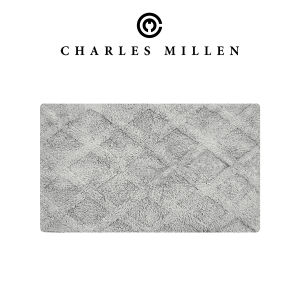 CHARLES MILLEN Trellis (M) 100% Cotton Anti-Slip Bath Mat [2pc Set] | Absorbent Bathroom Floor Mat | Toilet Mat 45x70cm