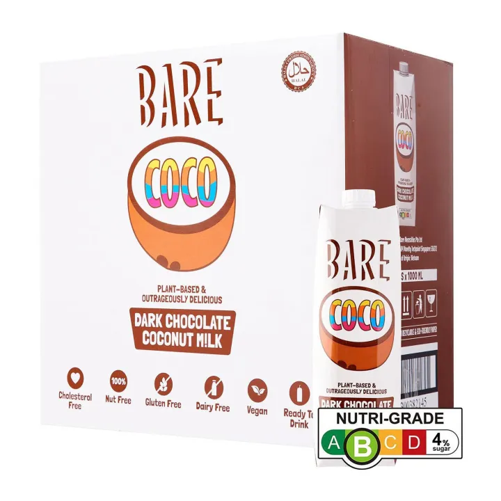 Bare Coco Dark Chocolate Coconut Milk 1L (Carton Of 6)