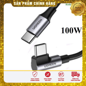 Cáp dữ liệu sạc nhanh 100W Type-C to Type-C bẻ góc 90 độ dài 05M Ugreen 20582 Chính hãng