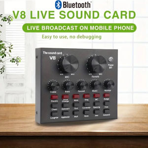 Bluetooth Sound card V8 Audio Mixer External Handphone Komputer Live tambah audio Kabel dan earphone