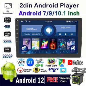 [ 4GB RAM+32GB ROM ] 2Din Android Player 7/9/10 inch Quad Core Car Multimedia MP5 Player Free Reverse Camera