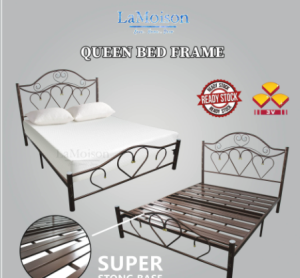 Lamoison 3V Powder Coat Metal Double Bed Frame Queen Bed Frame Katil Besi Kelamin Queen Size Bed Frame - LBZ902