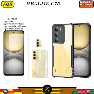 Paket 4in1 Case Tempered Glass Esd Premium Realme C75 C75x C71 Softcase Transparan Full Cover