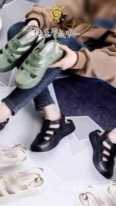 [Free Shipping] Fashionable New Hollow Roman Sandals with Single Buckle Versatile Casual Wedge Sandals for Women