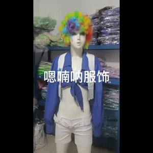 4115  ฮึม ชื่อแบรนด์   ชุดเชียร์ลีดเดอร์สองชิ้นสีน้ำเงินดาวในสต็อกขายส่ง #