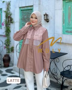 MDLY Baju kemeja atasan wanita/Kemeja Stripes Catton/Kemeja Bordir/Zyra Shirt by Mdly