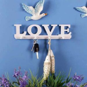 Wall Mounted Key Holder Key Chain Rack Hanger with 4 Hooks Multiple Mail