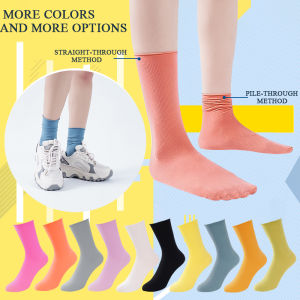 ECMLN ผู้หญิงถุงเท้าลูกเรือหญิงแฟชั่นบุคลิกภาพสร้างสรรค์นักเรียน Preppy สไตล์สีสบายอินเทรนด์ถุงเท้าผ้าฝ้ายผู้หญิง