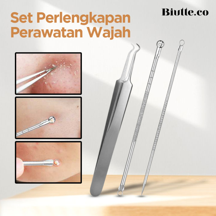 Set Alat Pembersih Komedo Jerawat Bahan Stainless Steel 12 cm G246