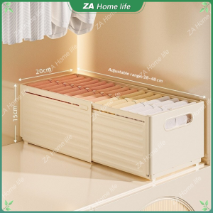 Adjustable Extendable Wardrobe Storage Box Stackable Plastic Closet Organizer Bin with Handle 2 Sizes for Pants Shirts Underwear Cabinet Home Storage