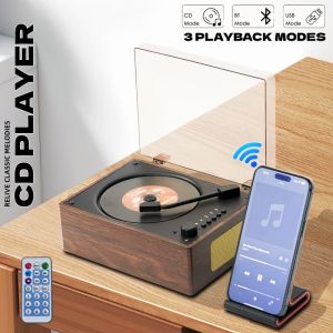 Retro CD Player Rechargeable Bluetooth 5.0 Speaker Lossless Stereo USB AUX Portable Home Music Player