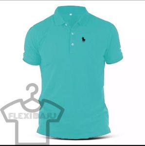 [ PROMOSI ] Embroidery Small Logo Collar T-Shirt for Men/Women with regular cutting code (*Man On Horse Small)